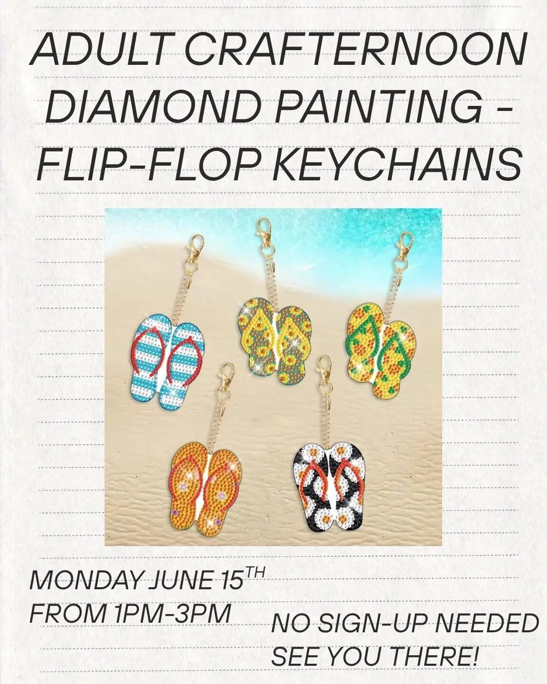 adult crafternoon flip flop keychains