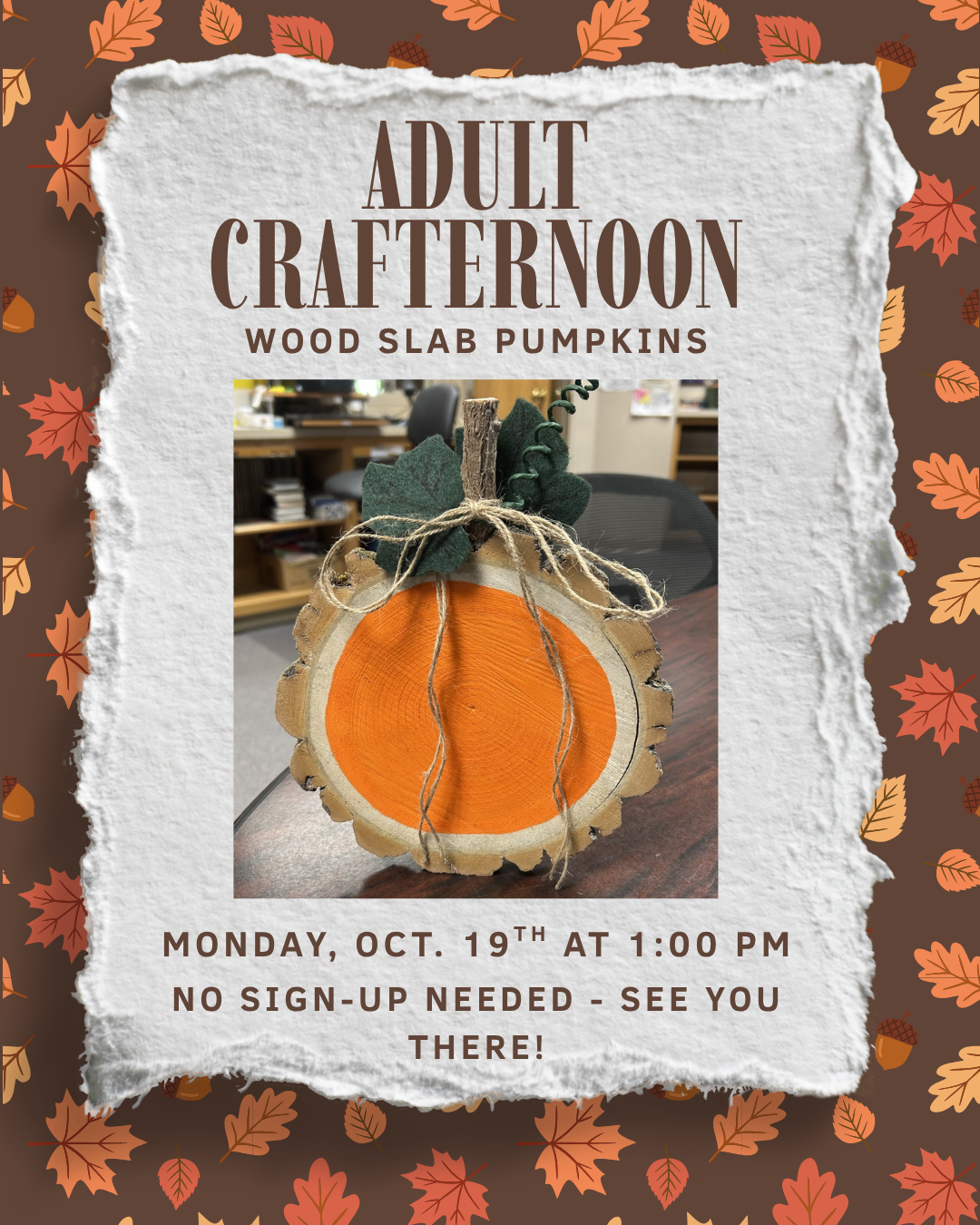 wood slab pumpkin- crafternoon